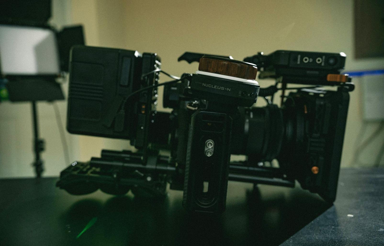 Close-up of editing timeline with color-coded tracks and markers